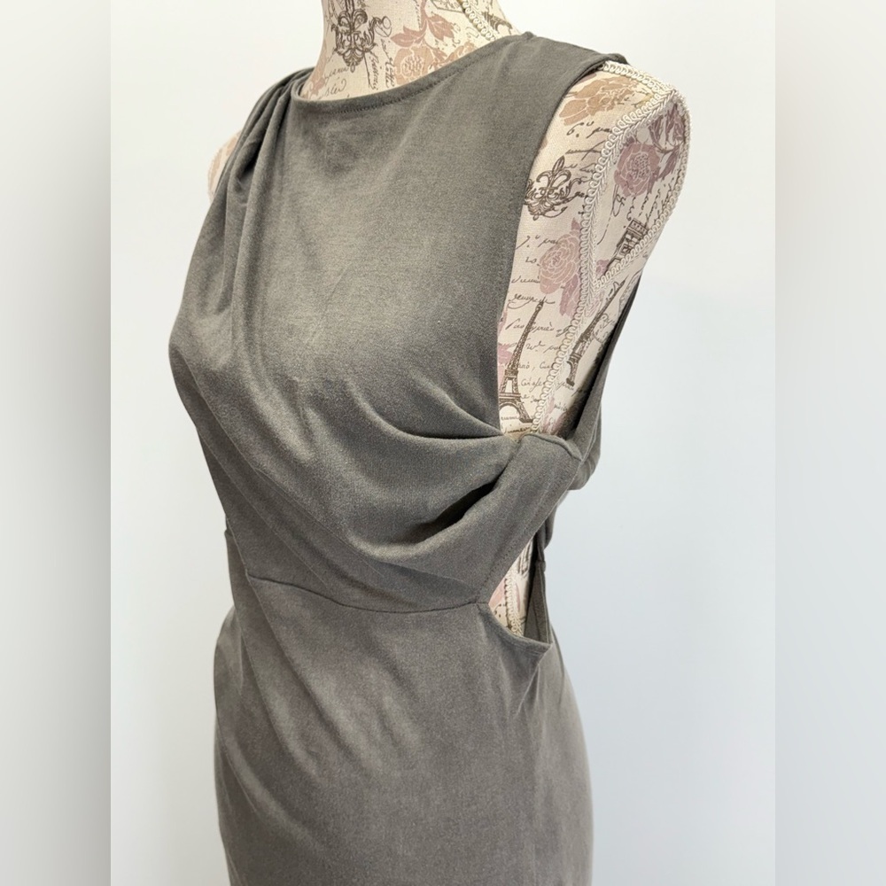 Topshop Gray Asymmetrical cutout ruched midi Dress size M - Picture 5 of 15